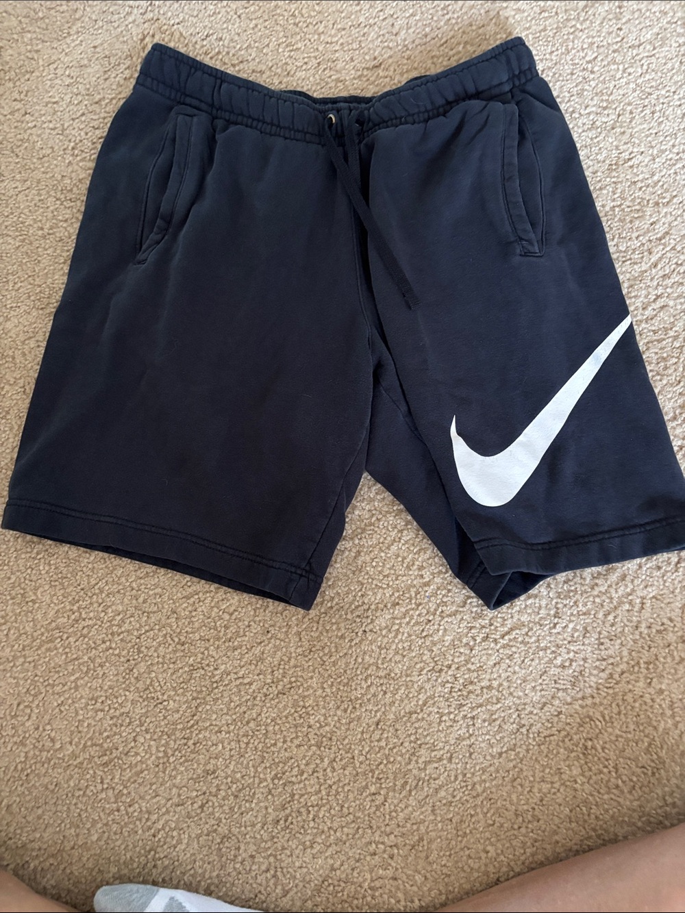 Nike Men’s Black Athletic Shorts with White Swoosh